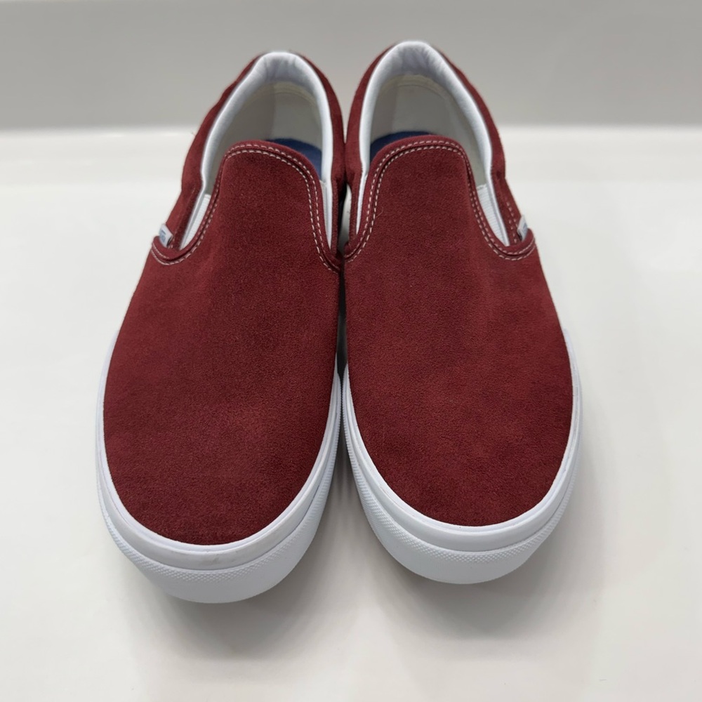 Red Suede Slip-On Shoes